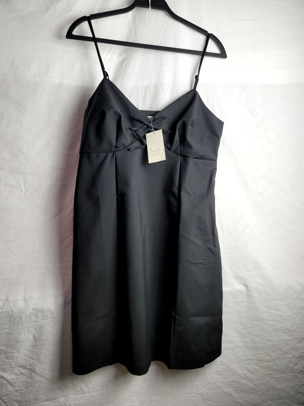 NWT A New Day Black Bow Front Cami Mini Dress Size 12 Side Zipper Target